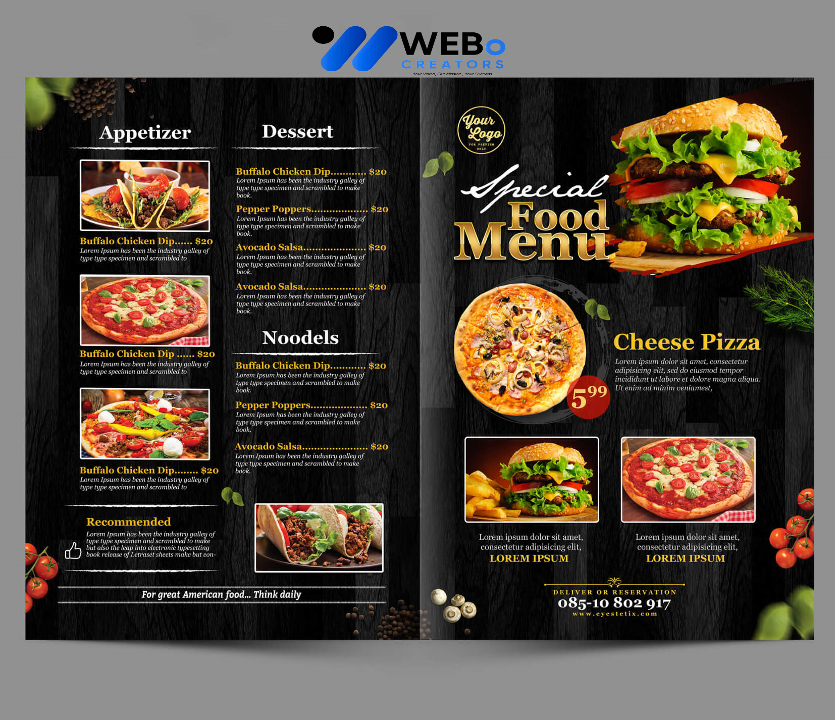 Modern restaurant menu design Pakistan 2026 café menu layout food branding design services